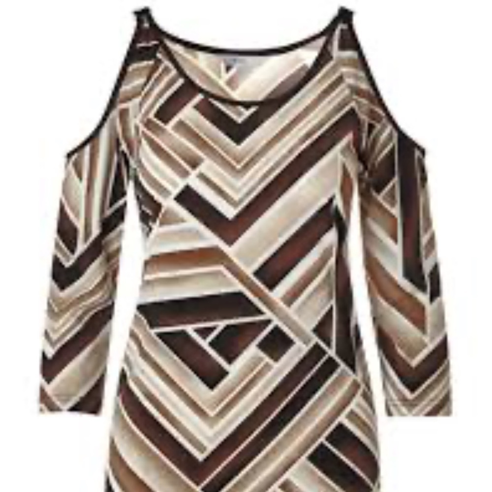 NWT Cleo Biscuit Print Cold Shoulder Top